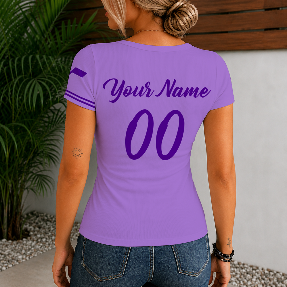 [HOT DEAL] NEW CUSTOMIZED NBA29 UJZ UTAH JAZZ  WOMEN'S SHORT SLEEVE HENLEY T-SHIRT