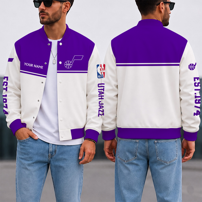 LIMITED EDITION - NEW CUSTOMIZED NBA29 UJZ UTAH JAZZ BASEBALL JACKET, SATIN VARSITY JACKET