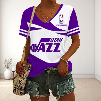 LIMITED EDITION - NEW CUSTOMIZED NBA29 UJZ UTAH JAZZ V-NECK FEMALE SHIRT