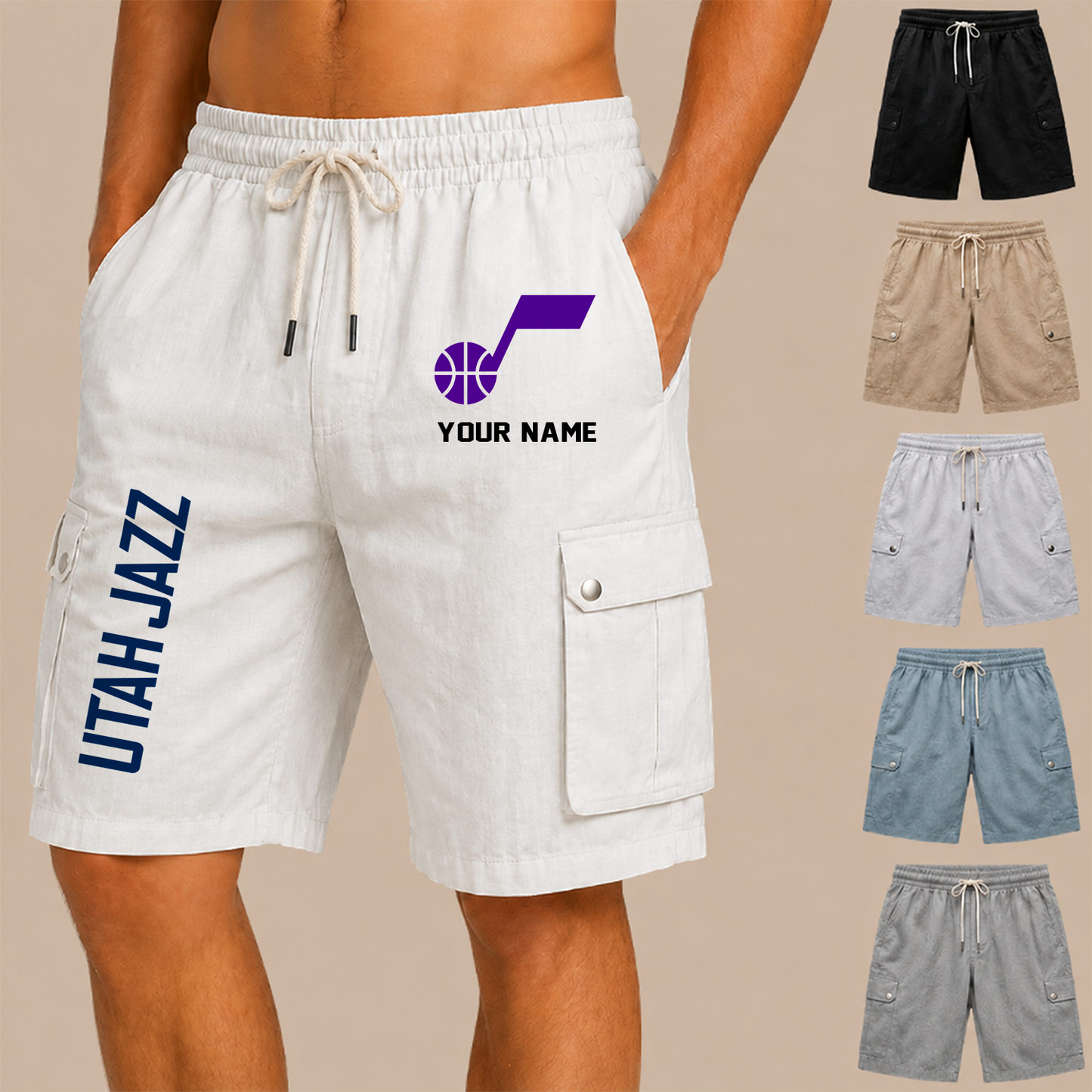 [HOT DEAL] NEW CUSTOMIZED NBA29 UJZ UTAH JAZZ MEN'S DRAWSTRING CARGO SHORTS