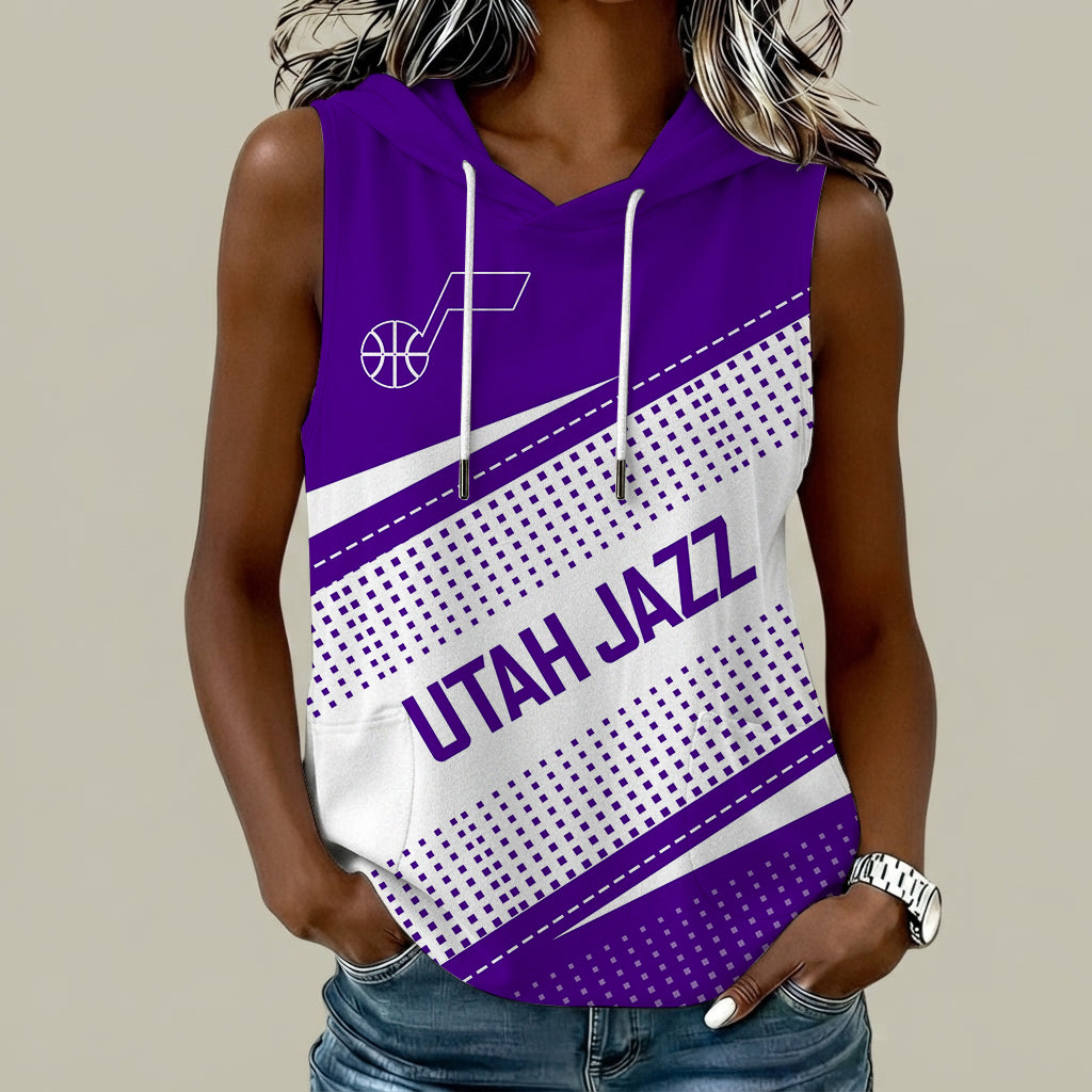 [HOT DEAL] NEW CUSTOMIZED NBA29 UJZ UTAH JAZZ  WOMEN'S SLEEVELESS HOODED POCKET TANK TOP