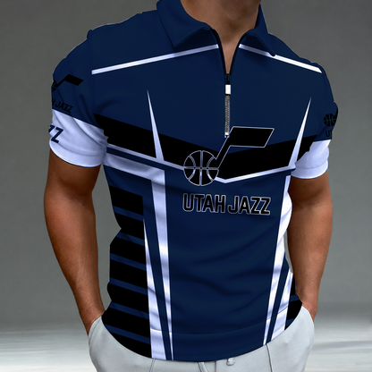 [HOT DEAL] NEW CUSTOMIZED NBA29 UJZ UTAH JAZZ ZIP POLO SHIRT