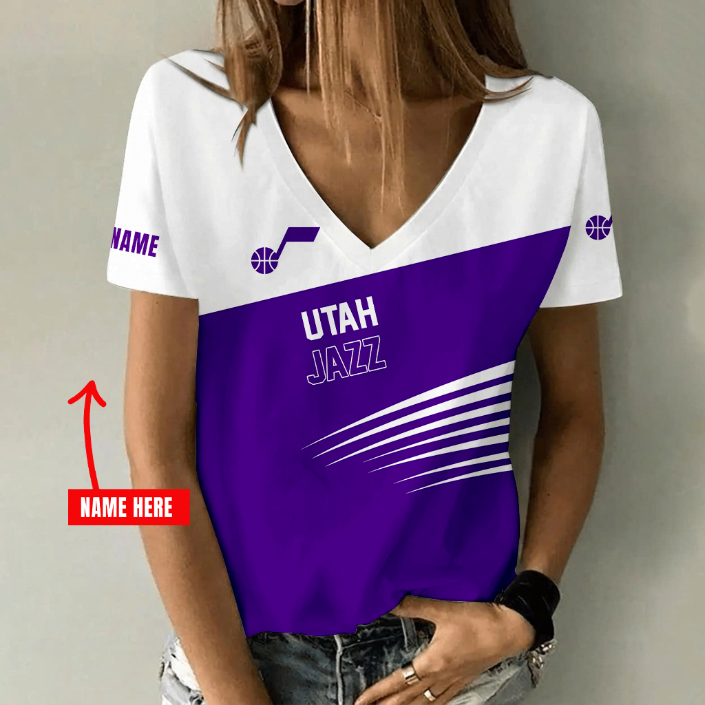 [HOT DEAL] NEW CUSTOMIZED NBA29 UJZ UTAH JAZZ V-NECK FEMALE SHIRT