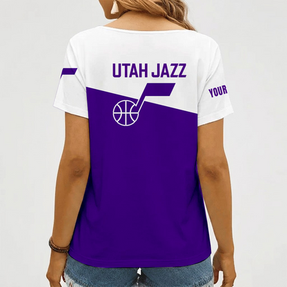 [HOT DEAL] NEW CUSTOMIZED NBA29 UJZ UTAH JAZZ V-NECK FEMALE SHIRT