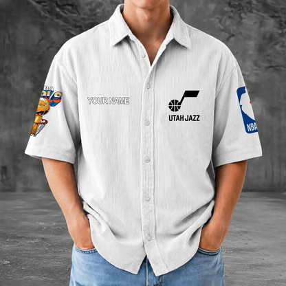 [HOT DEAL] NEW CUSTOMIZED NBA29 UJZ UTAH JAZZ SEERSUCKER BUTTON SHIRT