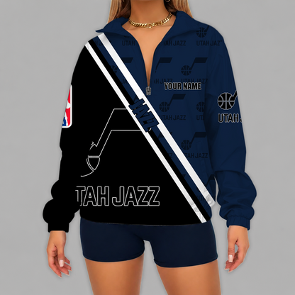 [HOT DEAL] NEW CUSTOMIZED NBA29 UJZ UTAH JAZZ V-NECK ZIPPER SWEATSHIRT JACKET