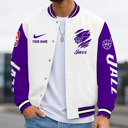 LIMITED EDITION - NEW CUSTOMIZED NBA29 UJZ UT JAZZ BASEBALL JACKET, SATIN VARSITY JACKET