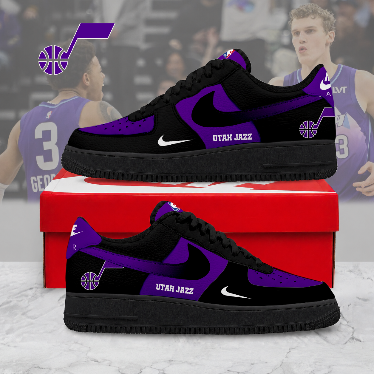 LIMITED EDITION - NEW CUSTOMIZED NBA29 UJZ UTAH JAZZ AF1 SNEAKERS