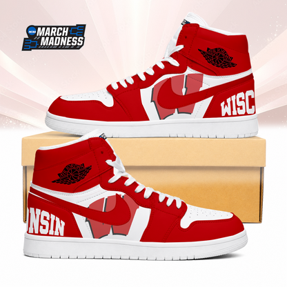 LIMITED EDITION - NEW CUSTOMIZED NCAA MAM29 WSB WISCONSIN BADGERS AIR JORDAN SNEAKERS