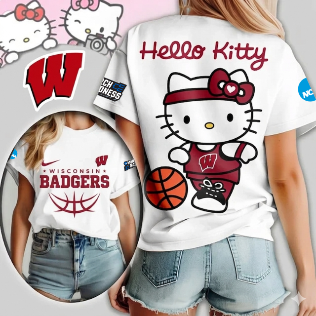 LIMITED EDITION - NEW CUSTOMIZED MAM NCAA29 WSB WS BADGERS HELLO KITTY T-SHIRT, SWEATSHIRT, HOODIE & ZIP HOODIE