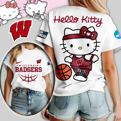 LIMITED EDITION - NEW CUSTOMIZED MAM NCAA29 WSB WS BADGERS HELLO KITTY T-SHIRT, SWEATSHIRT, HOODIE & ZIP HOODIE