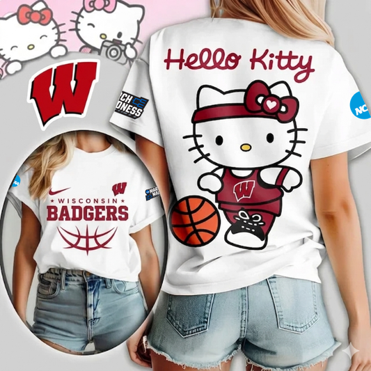 LIMITED EDITION - NEW CUSTOMIZED MAM NCAA29 WSB WS BADGERS HELLO KITTY T-SHIRT, SWEATSHIRT, HOODIE & ZIP HOODIE
