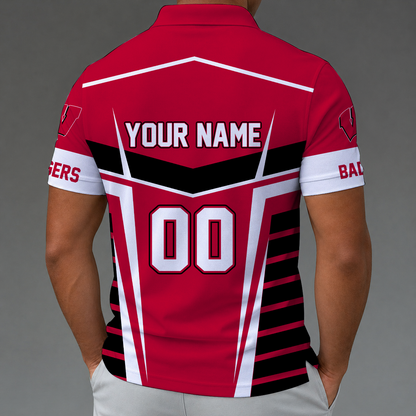 [FAN FAVORITE] NEW CUSTOMIZED NCAA MAM29 WSB WISCONSIN BADGERS STRAPPY POLO SHIRT