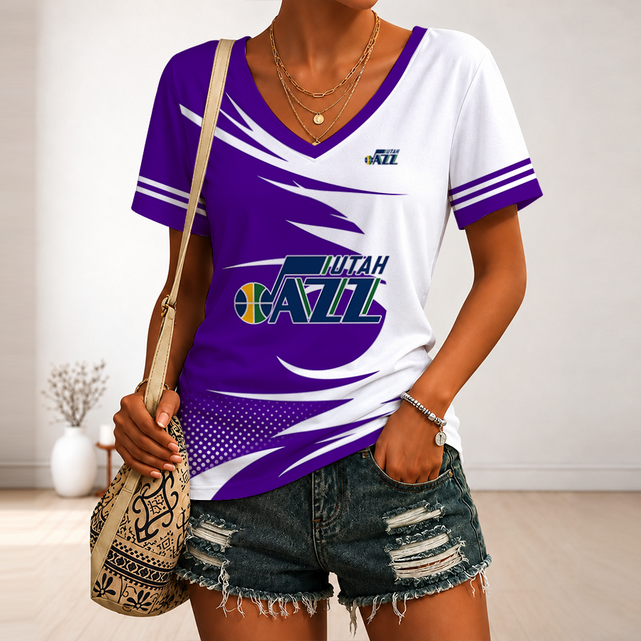 LIMITED EDITION - NEW CUSTOMIZED NBA29 UJZ UTAH JAZZ V-NECK FEMALE SHIRT