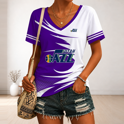 LIMITED EDITION - NEW CUSTOMIZED NBA29 UJZ UTAH JAZZ V-NECK FEMALE SHIRT