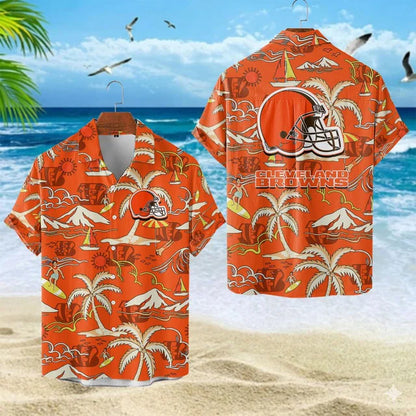 VIRAL EDITION  - NEW CUSTOMIZED NFL29 CLB CLEVELAND BROWNS UNISEX INDEPENDENCE DAY HAWAIIAN SHIRT & SHORTS SET
