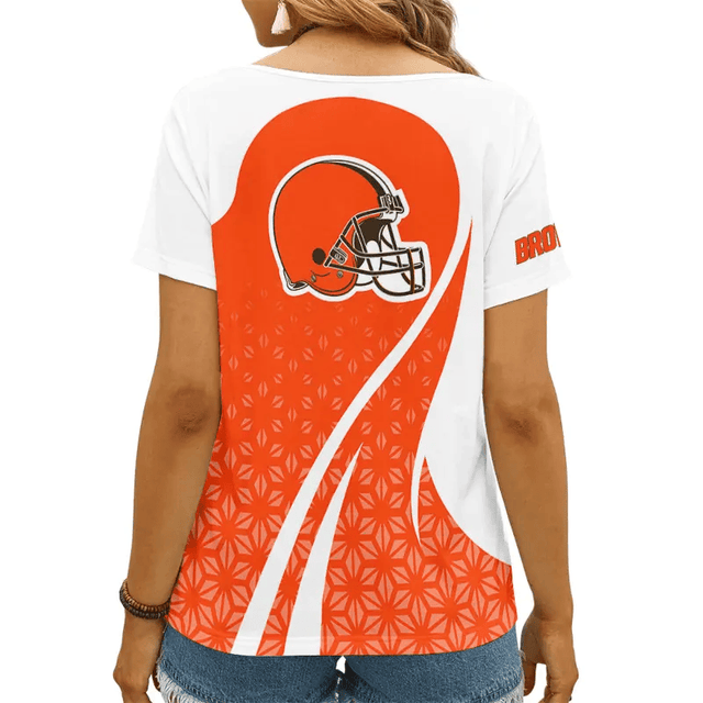 LIMITED EDITION - NEW CUSTOMIZED NFL29 CLB CLEVELAND BROWNS V-NECK FEMALE SHIRT