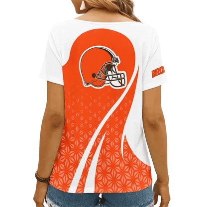 LIMITED EDITION - NEW CUSTOMIZED NFL29 CLB CLEVELAND BROWNS V-NECK FEMALE SHIRT