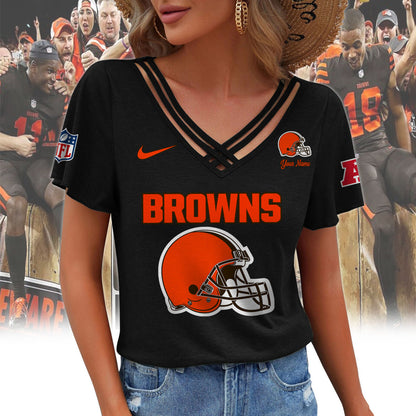 [SPECIAL OFFER] NEW CUSTOMIZED NFL29 CLB CLEVELAND BROWNS V-NECK SHIRT