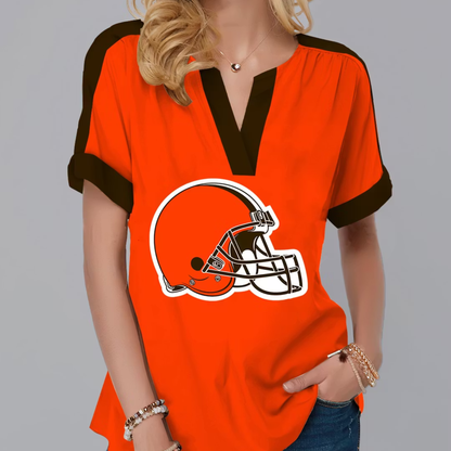 LIMITED EDITION - NEW CUSTOMIZED NFL29 CLB CLEVELAND BROWNS V-NECK FEMALE SHIRT