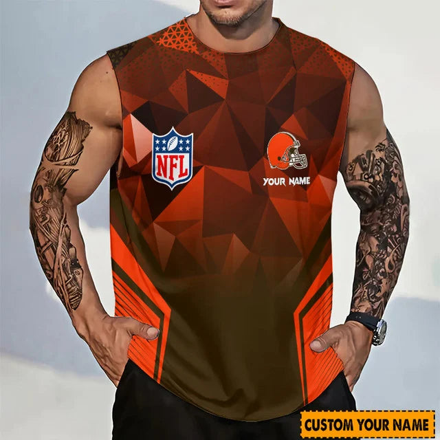 LIMITED EDITION - NEW CUSTOMIZED NFL29 CLB CLEVELAND BROWNS MEN'S GYM SHIRT