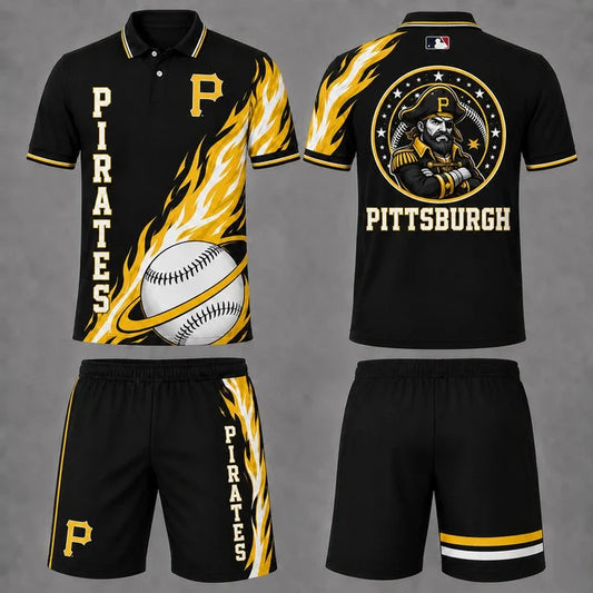 [FLASH SALE] NEW CUSTOMIZED MLB29 PHP PITTSBURGH PIRATES POLO SHIRT & SHORT PANTS SET