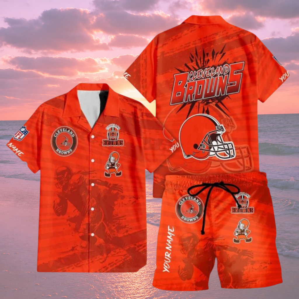 LIMITED EDITION  - NEW CUSTOMIZED NFL29 CLB CLEVELAND BROWNS UNISEX HAWAIIAN SHIRT & SHORTS SET