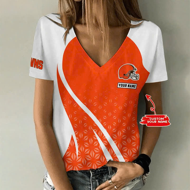 LIMITED EDITION - NEW CUSTOMIZED NFL29 CLB CLEVELAND BROWNS V-NECK FEMALE SHIRT