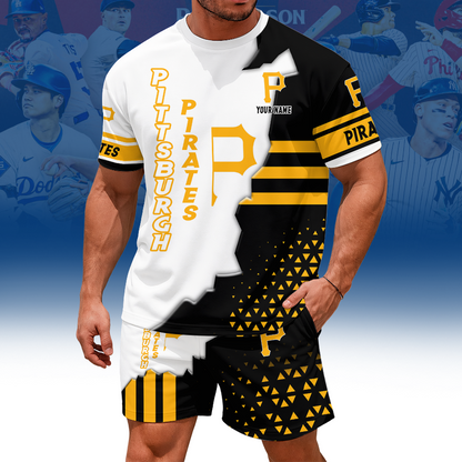 LIMITED EDITION - NEW CUSTOMIZED MLB29 PHP PITTSBURGH PIRATES UNISEX T-SHIRT & SHORTS SET