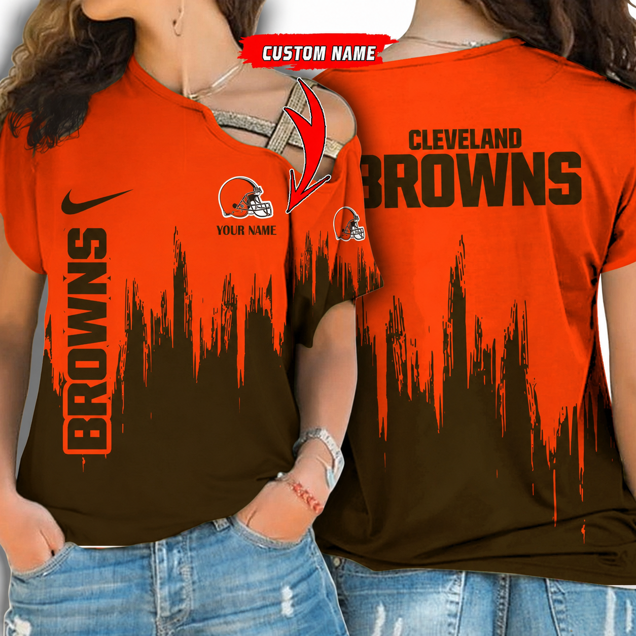 [SPECIAL OFFER] NEW CUSTOMIZED NFL29 CLB CLEVELAND KHAKIS SHOULDER SHIRT