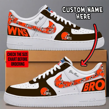 LIMITED EDITION - NEW CUSTOMIZED NFL29 CLB CLEVELAND BROWNS AF1 SNEAKERS