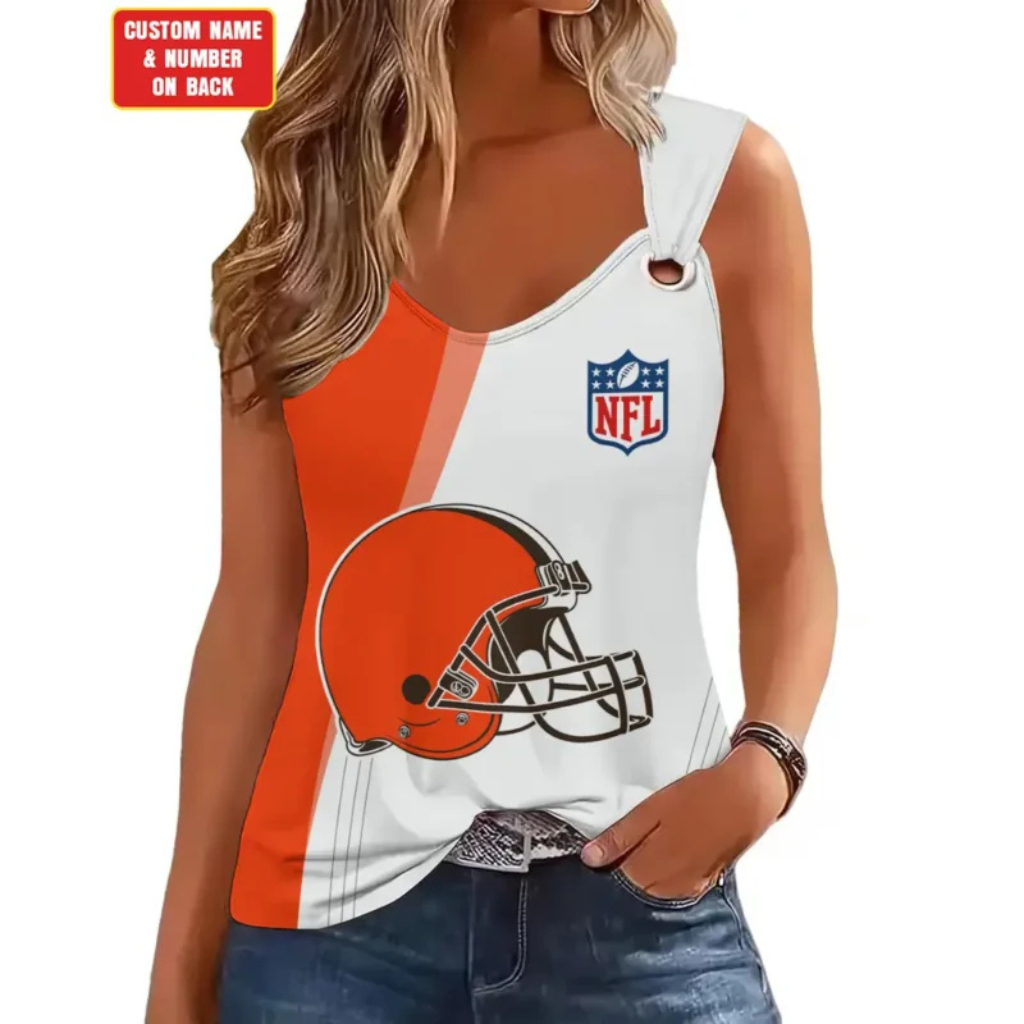 [SPECIAL OFFER] NEW CUSTOMIZED NFL29 CLB CLEVELAND BROWNS O-RING SHOULDER TANK TOP