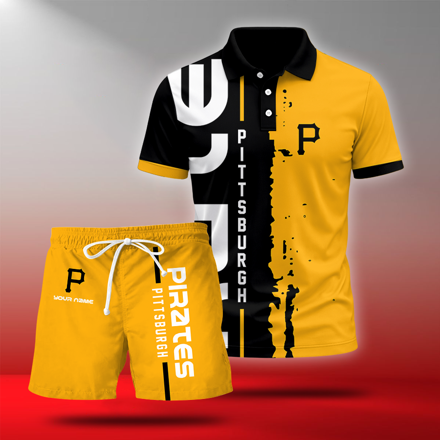 LIMITED EDITION - NEW CUSTOMIZED MLB29 PHP PITTSBURGH PIRATES POLO & SHORT PANTS SET