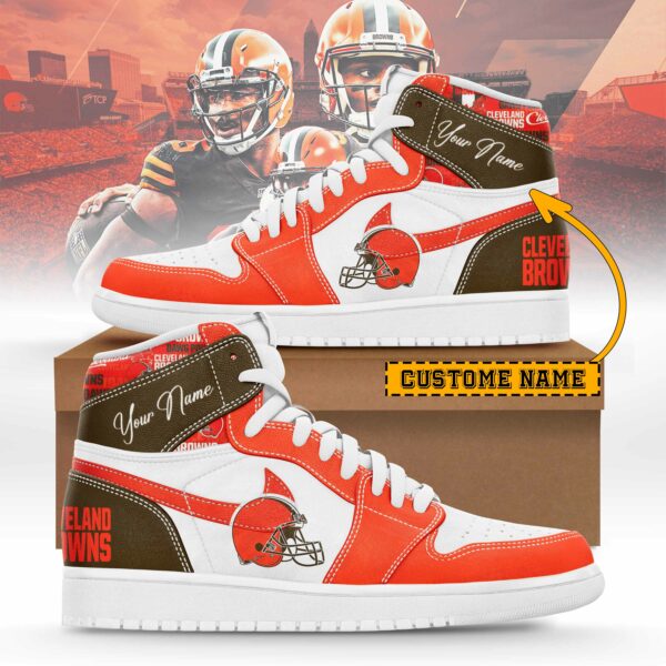 LIMITED EDITION - NEW CUSTOMIZED NFL29 CLB CLEVELAND BROWNS AIR JORDAN SNEAKERS