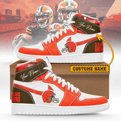 LIMITED EDITION - NEW CUSTOMIZED NFL29 CLB CLEVELAND BROWNS AIR JORDAN SNEAKERS