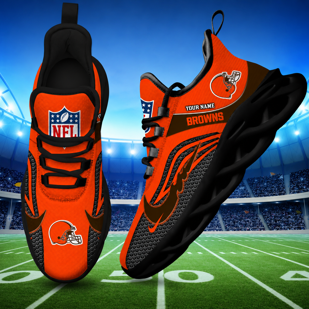 [SPECIAL OFFER] NEW CUSTOMIZED NFL29 CLB CLEVELAND BROWNS UNISEX CLUNKY SNEAKERS