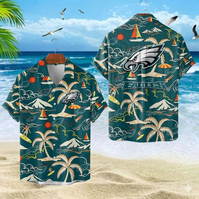 VIRAL EDITION  - NEW CUSTOMIZED NFL02 PPE PHILADELPHIA EAGLES UNISEX INDEPENDENCE DAY HAWAIIAN SHIRT & SHORTS SET