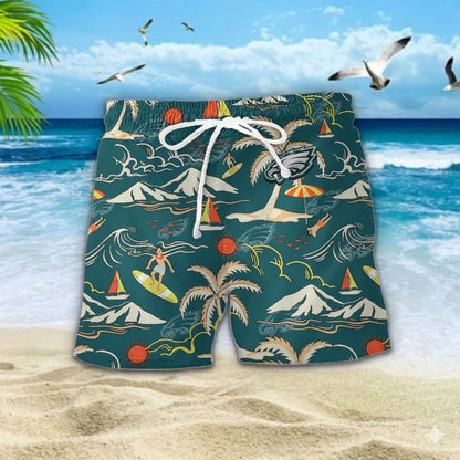 VIRAL EDITION  - NEW CUSTOMIZED NFL02 PPE PHILADELPHIA EAGLES UNISEX INDEPENDENCE DAY HAWAIIAN SHIRT & SHORTS SET