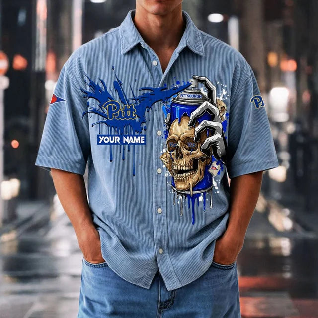 MEGA SALE - NEW CUSTOMIZED NCAA FBS02 PIP PI PANTHERS SEERSUCKER BUTTON SHIRT