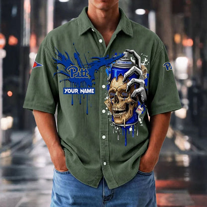 MEGA SALE - NEW CUSTOMIZED NCAA FBS02 PIP PI PANTHERS SEERSUCKER BUTTON SHIRT