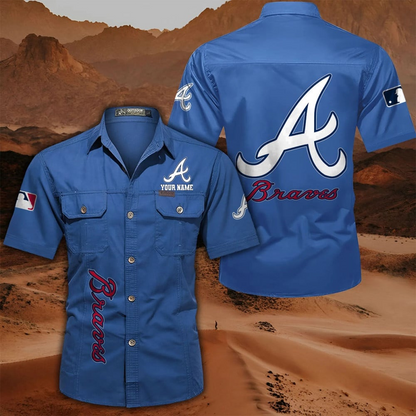 LIMITED EDITION - NEW CUSTOMIZED MLB09 ABS ATLANTA BRAVES MEN'S CARGO SHIRT