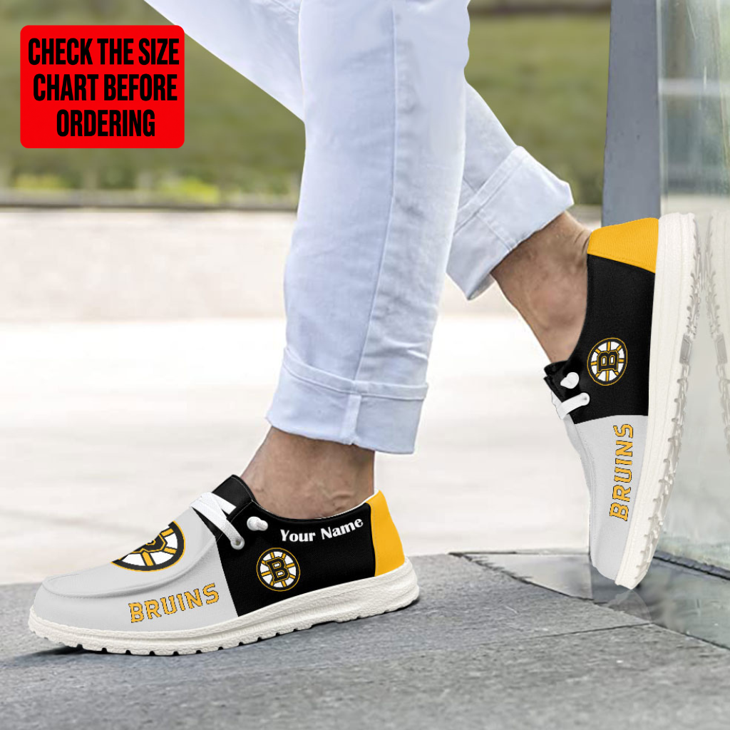 [SUPER SALE] NEW CUSTOMIZED NHL02 BTB BOSTON BRUINS PREMIUM LOAFER SHOES