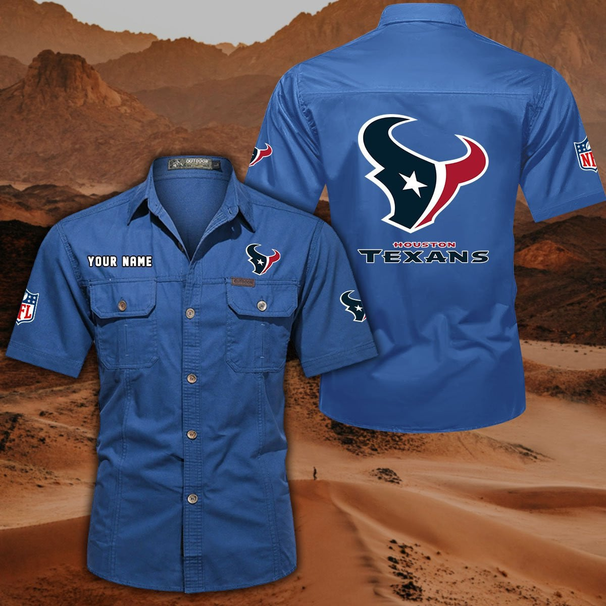 SPECIAL EDITION - NEW CUSTOMIZED NFL15 HTT HOUSTON TEXANS MUTICOLOR MEN'S CARGO SHIRT