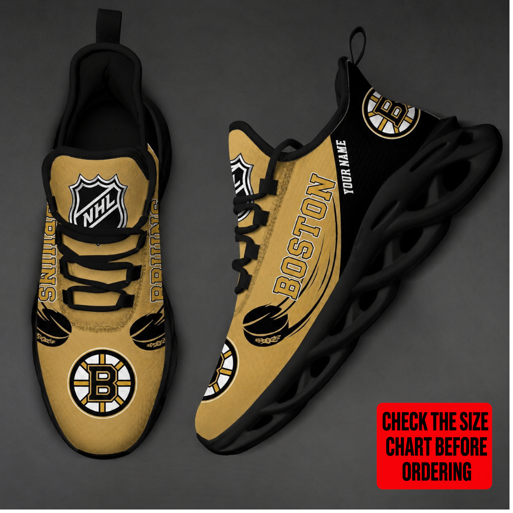 LIMITED EDITION - NEW CUSTOMIZED NHL02 BTB BOSTON BRUINS CLUNKY SNEAKERS
