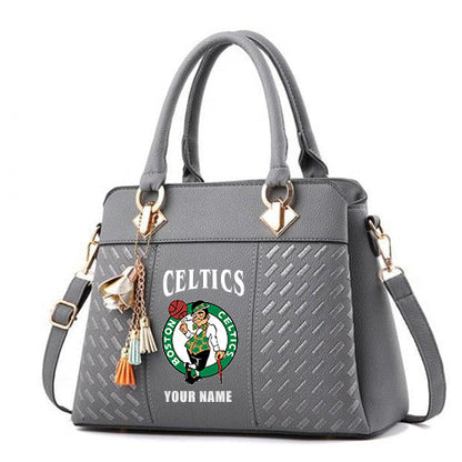 LIMITED EDITION - NEW CUSTOMIZED NBA03 BCE BOSTON CELTICS ZIP HANDBAG MULTICOLOR