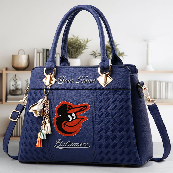 LIMITED EDITION - NEW CUSTOMIZED MLB25 BOS BALTIMORE ORIOLES ZIP HANDBAG MULTICOLOR
