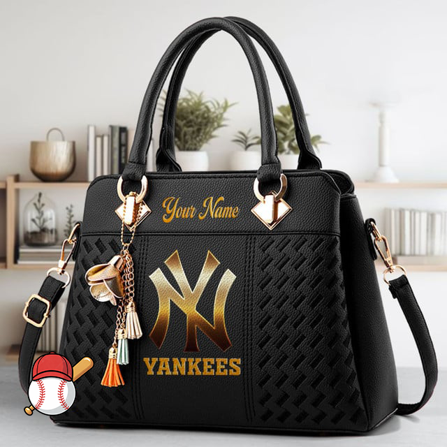 LIMITED EDITION - NEW CUSTOMIZED MLB01 NYY NEW YORK YANKEES ZIP HANDBAG MULTICOLOR