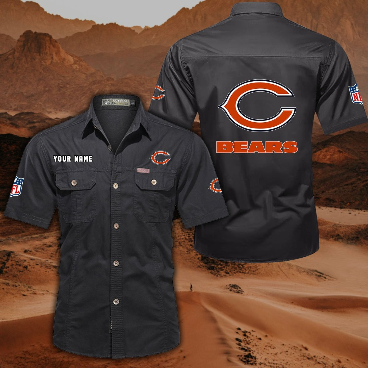 SPECIAL EDITION - NEW CUSTOMIZED NFL26 CCB CHICAGO BEARS MUTICOLOR MEN'S CARGO SHIRT