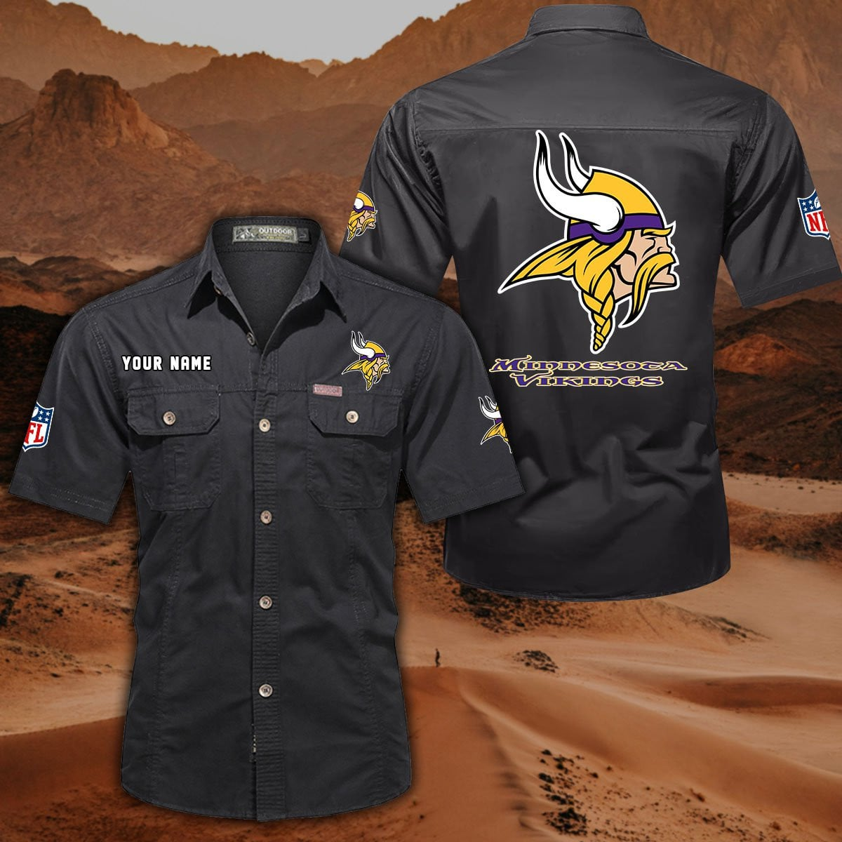 SPECIAL EDITION - NEW CUSTOMIZED NFL05 MVK MINNESOTA VIKINGS MUTICOLOR MEN'S CARGO SHIRT