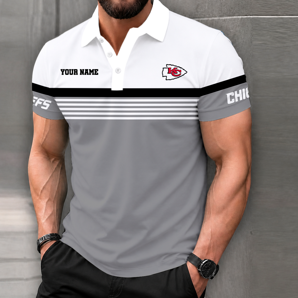 LIMITED EDITION - NEW CUSTOMIZED NFL01 KCC KANSAS CITY CHIEFS POLO SHIRT